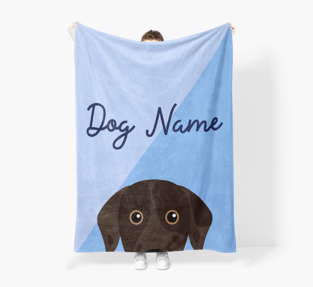 Peeking Name: Personalized {breedFullName} Premium Sherpa Fleece Blanket