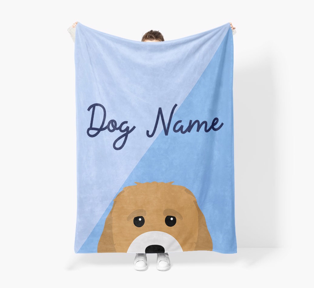 Peeking Name: Personalised {breedFullName} Premium Sherpa Fleece Blanket