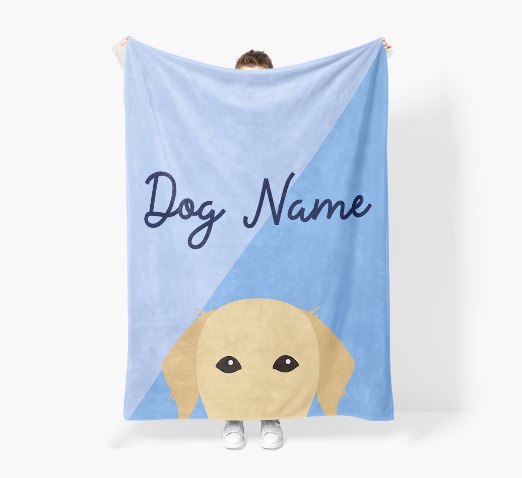 Peeking Name: Personalised {breedFullName} Premium Sherpa Fleece Blanket