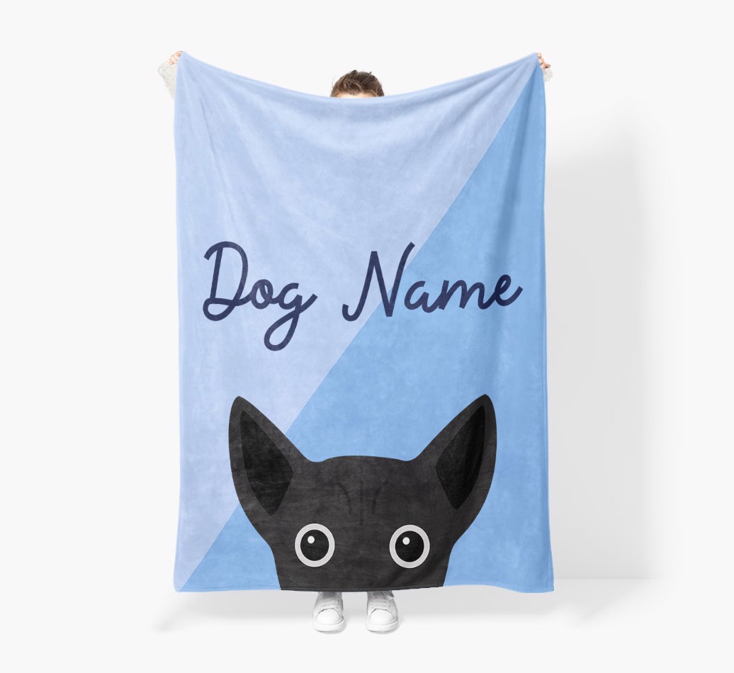Peeking Name: Personalised {breedFullName} Premium Sherpa Fleece Blanket