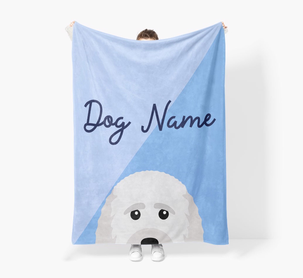 Peeking Name: Personalized {breedFullName} Premium Sherpa Fleece Blanket