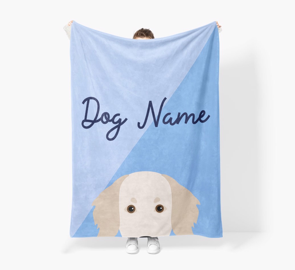 Peeking Name: Personalized {breedFullName} Premium Sherpa Fleece Blanket