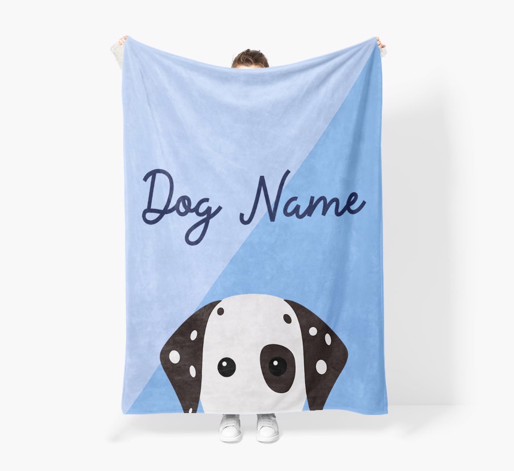 Peeking Name: Personalized {breedFullName} Premium Sherpa Fleece Blanket