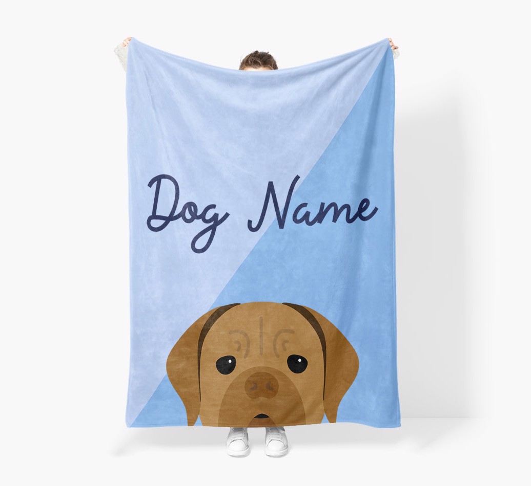 Peeking Name: Personalised {breedFullName} Premium Sherpa Fleece Blanket