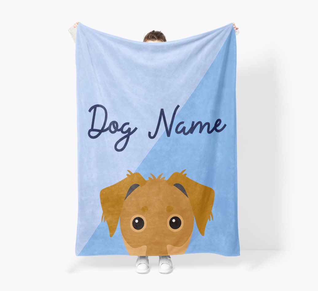 Peeking Name: Personalised {breedFullName} Premium Sherpa Fleece Blanket