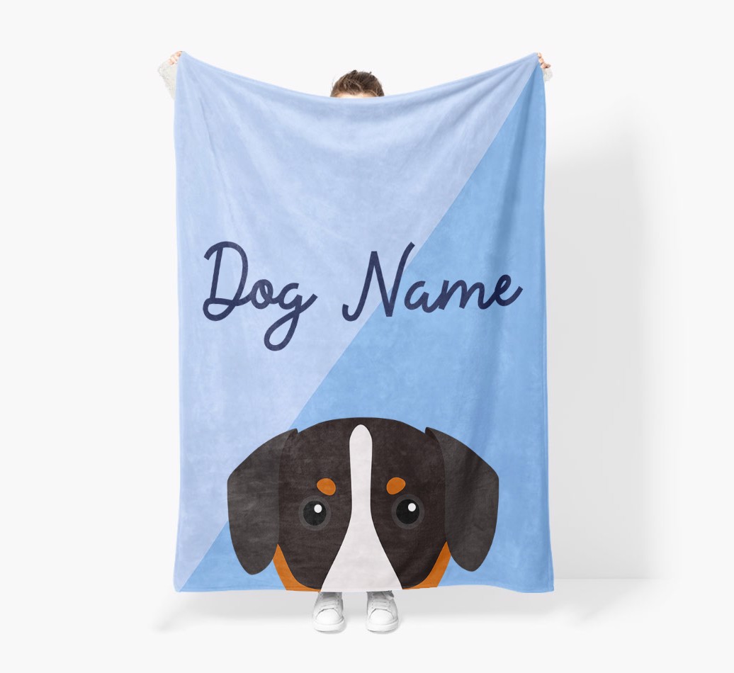 Peeking Name: Personalised {breedFullName} Premium Sherpa Fleece Blanket
