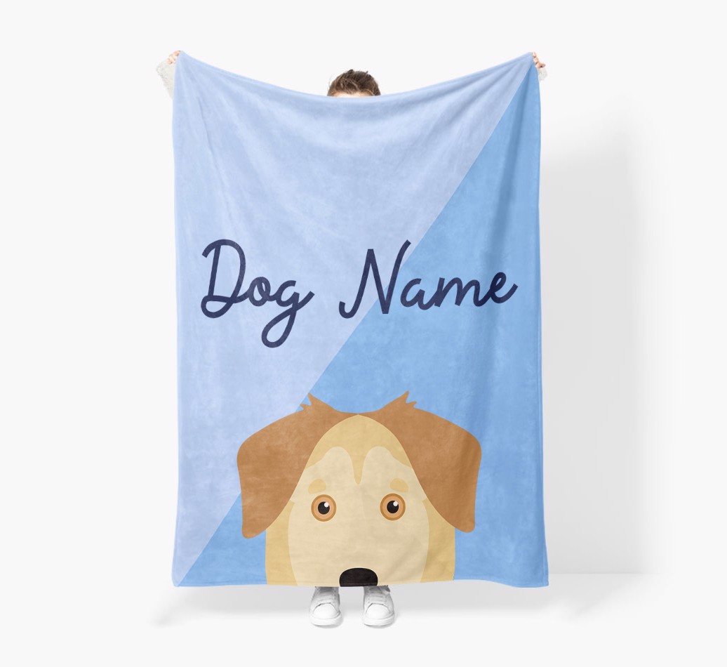 Peeking Name: Personalised {breedFullName} Premium Sherpa Fleece Blanket