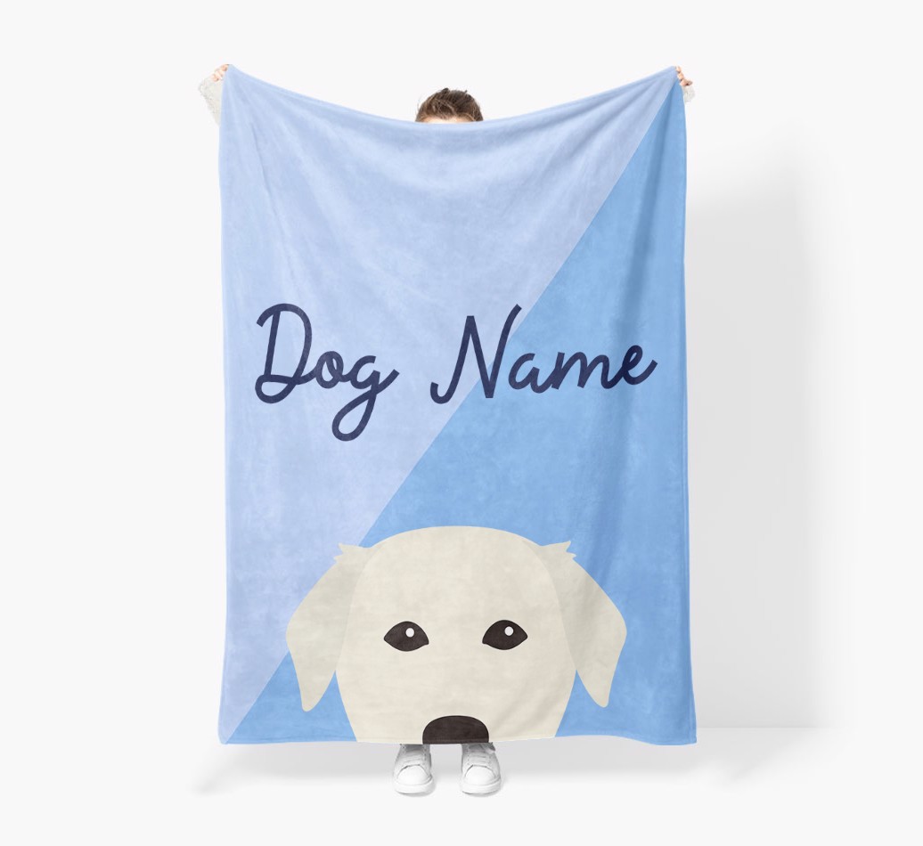 Peeking Name: Personalized {breedFullName} Premium Sherpa Fleece Blanket