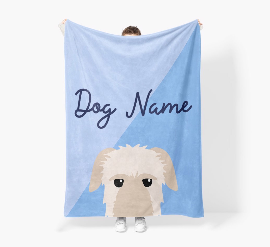 Peeking Name: Personalised {breedFullName} Premium Sherpa Fleece Blanket