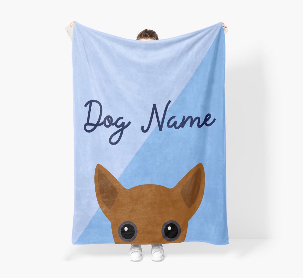 Peeking Name: Personalised {breedFullName} Premium Sherpa Fleece Blanket