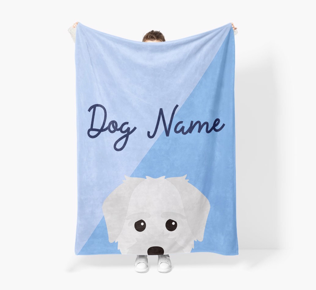Peeking Name: Personalised {breedFullName} Premium Sherpa Fleece Blanket