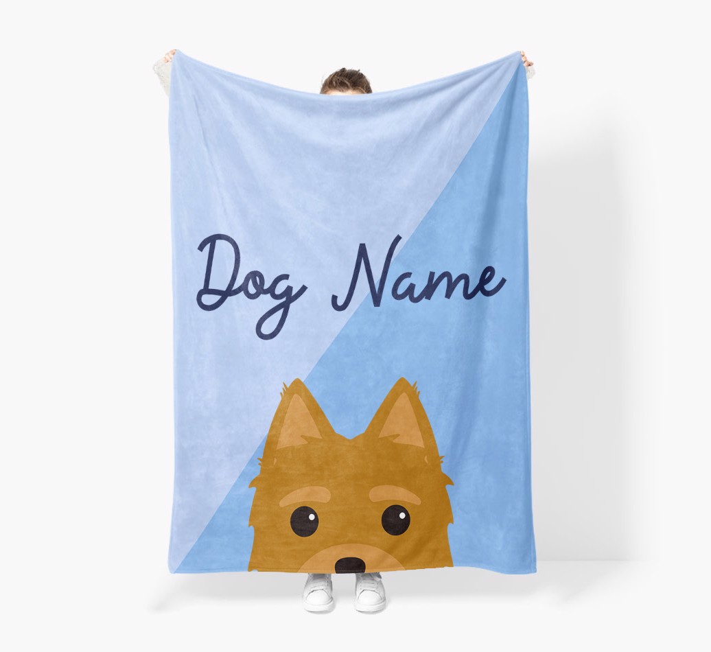 Peeking Name: Personalised {breedFullName} Premium Sherpa Fleece Blanket