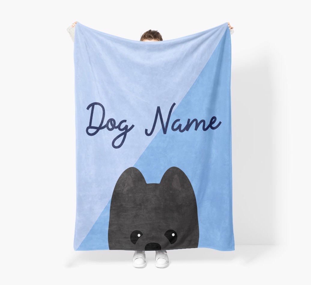 Peeking Name: Personalised {breedFullName} Premium Sherpa Fleece Blanket