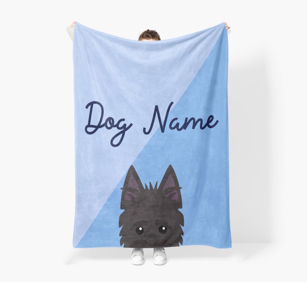 Peeking Name: Personalised {breedFullName} Premium Sherpa Fleece Blanket