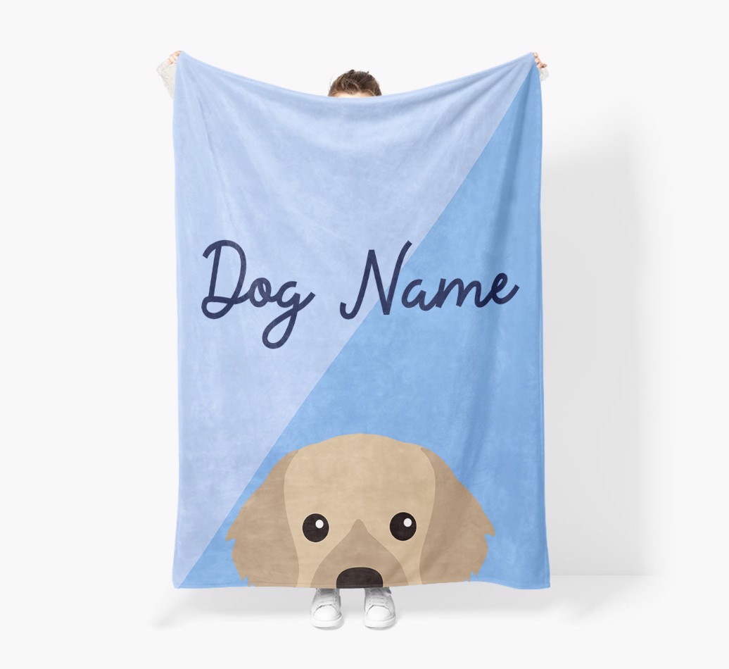 Peeking Name: Personalised {breedFullName} Premium Sherpa Fleece Blanket