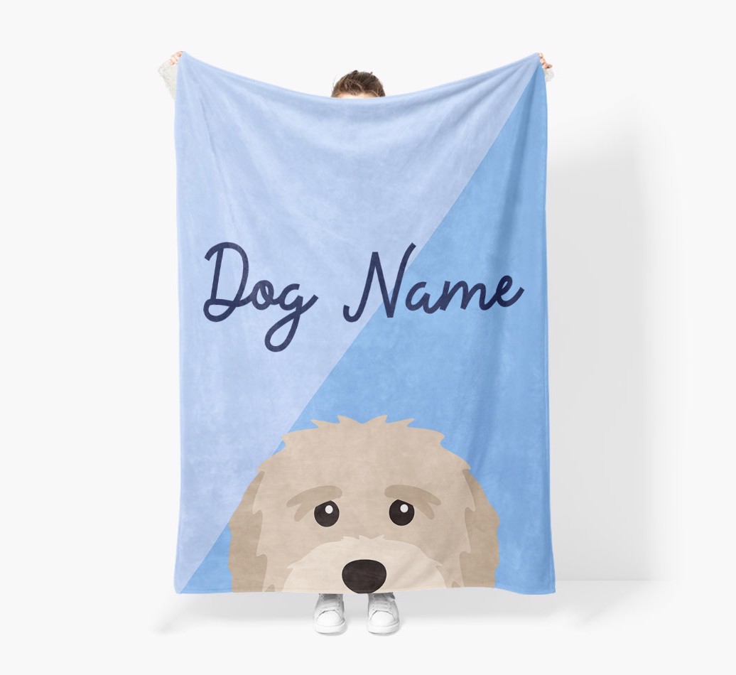 Peeking Name: Personalised {breedFullName} Premium Sherpa Fleece Blanket