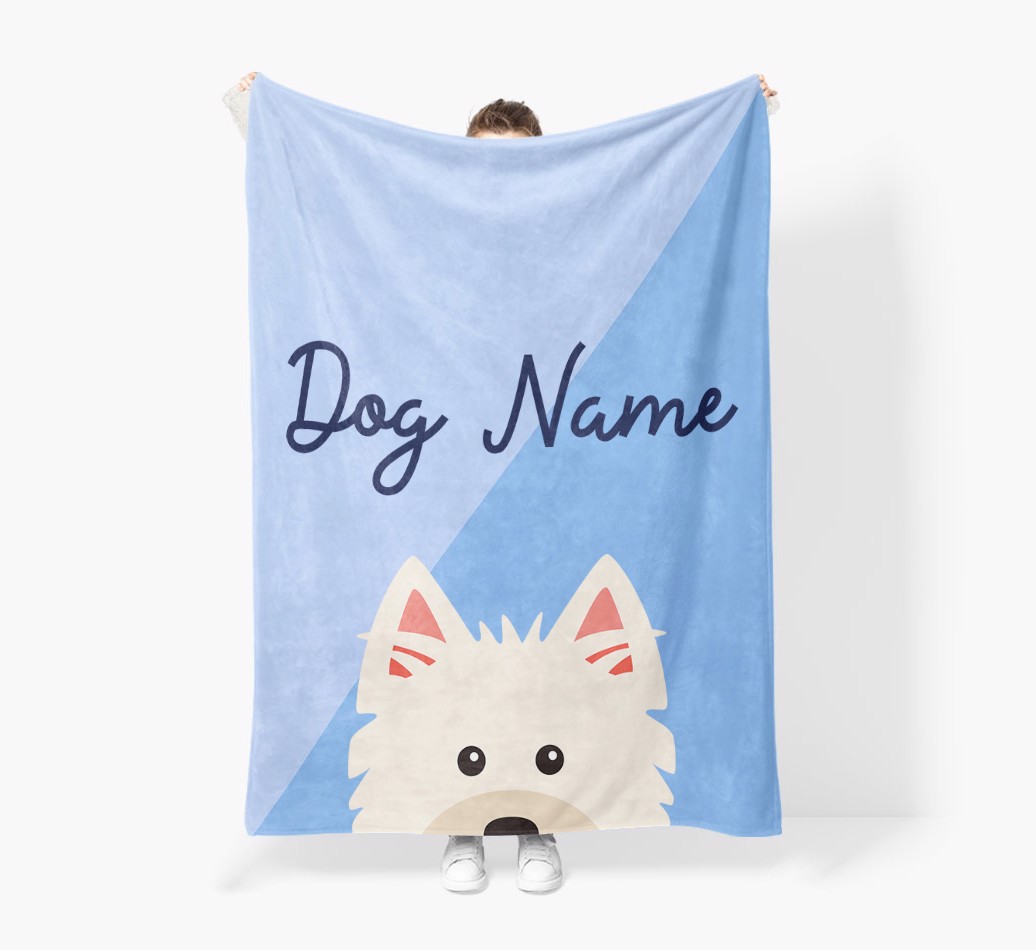 Peeking Name: Personalised {breedFullName} Premium Sherpa Fleece Blanket