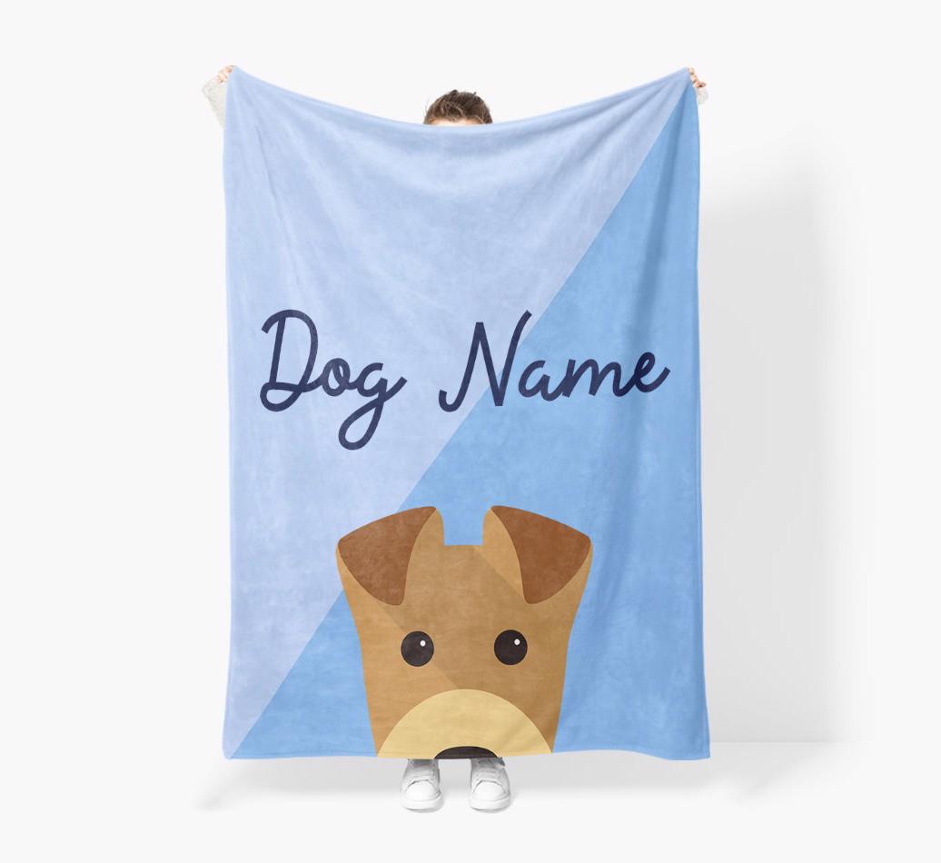 Peeking Name: Personalized {breedFullName} Premium Sherpa Fleece Blanket