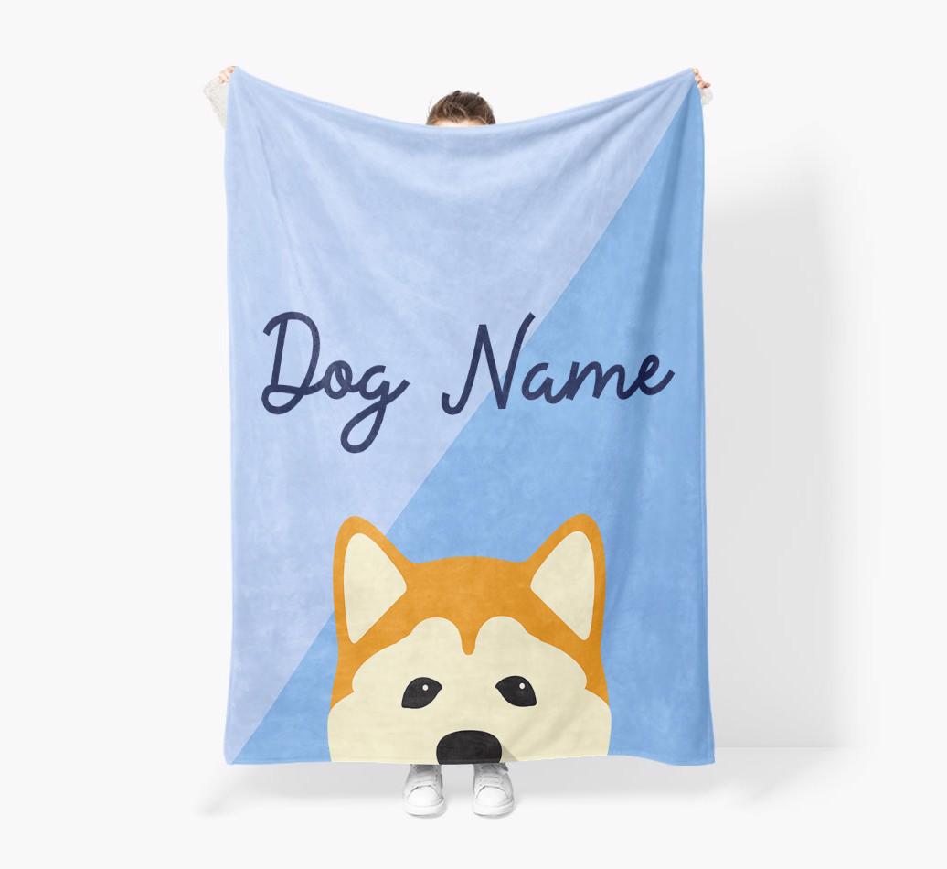 Peeking Name: Personalized {breedFullName} Premium Sherpa Fleece Blanket
