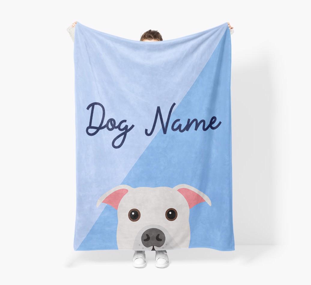 Peeking Name: Personalized {breedFullName} Premium Sherpa Fleece Blanket