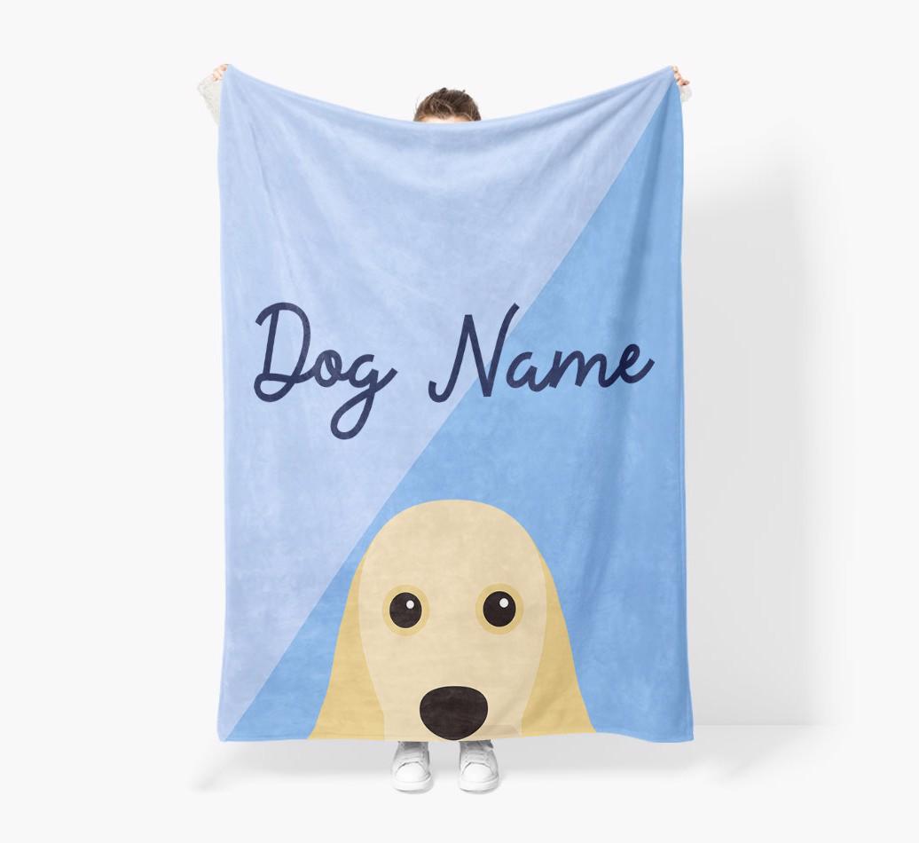 Peeking Name: Personalized {breedFullName} Premium Sherpa Fleece Blanket