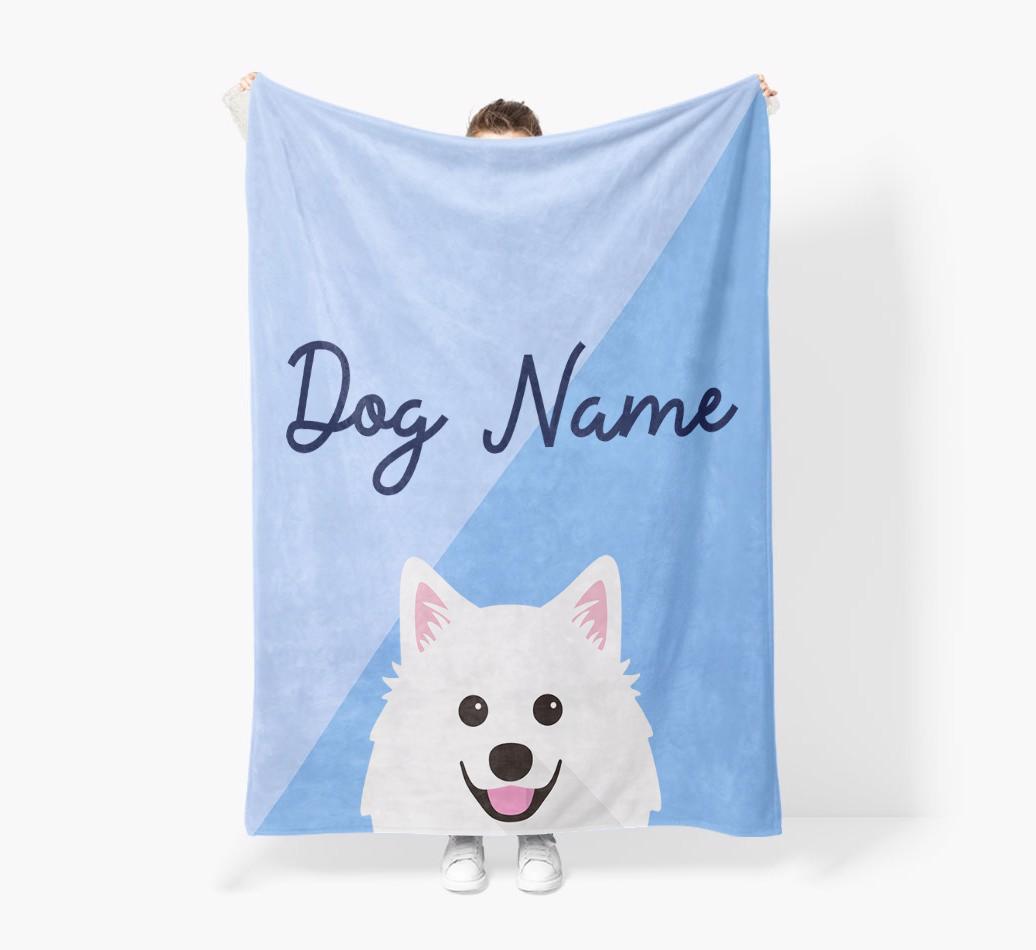 Peeking Name: Personalized {breedFullName} Premium Sherpa Fleece Blanket
