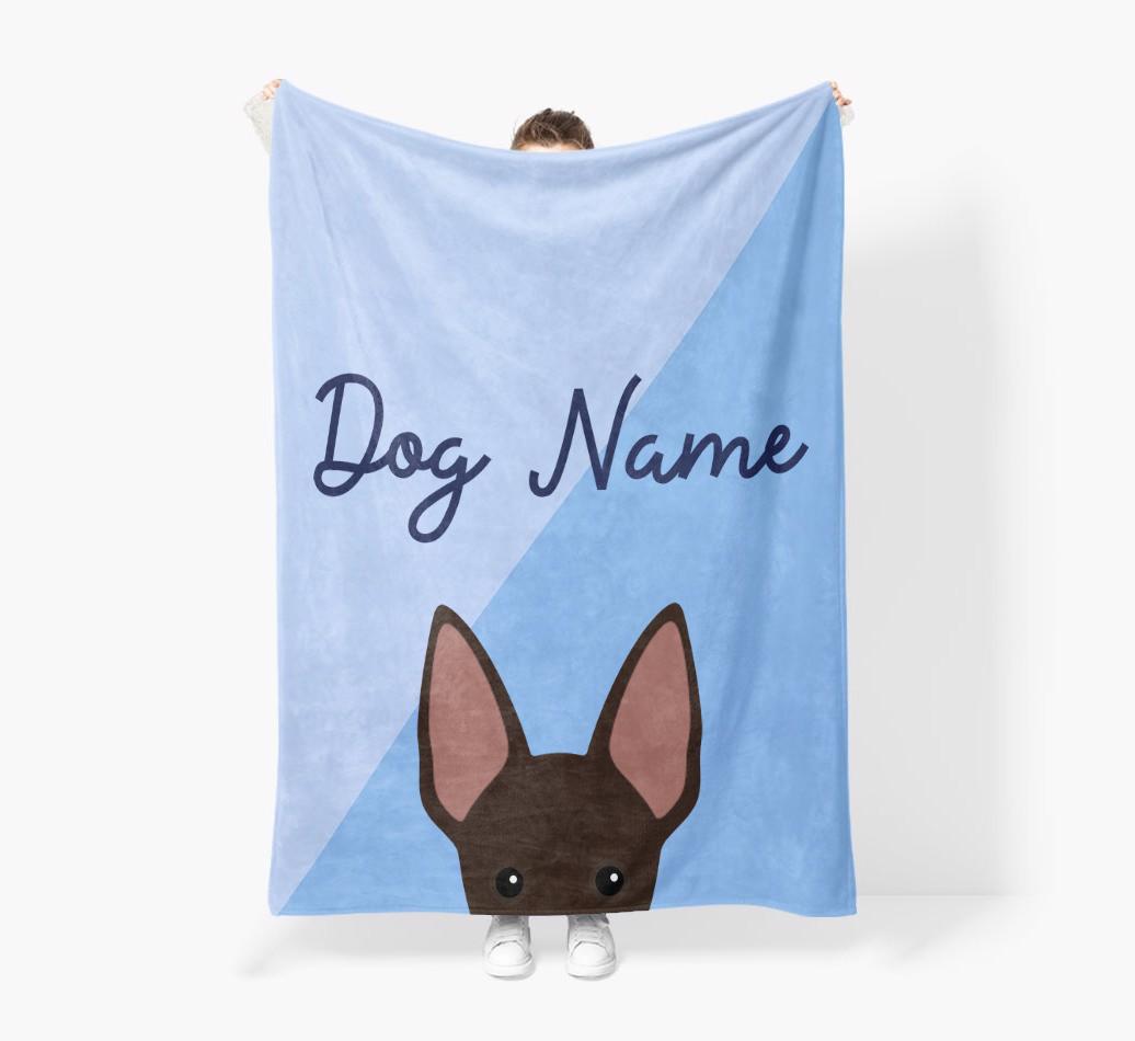 Peeking Name: Personalized {breedFullName} Premium Sherpa Fleece Blanket