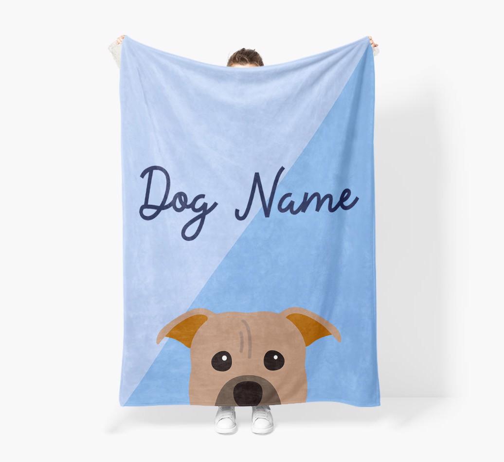 Peeking Name: Personalized {breedFullName} Premium Sherpa Fleece Blanket