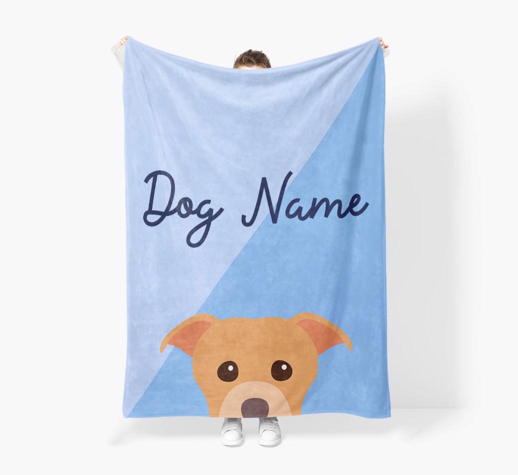 Peeking Name: Personalized {breedFullName} Premium Sherpa Fleece Blanket