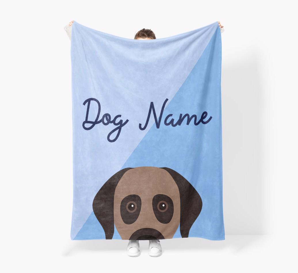 Peeking Name: Personalized {breedFullName} Premium Sherpa Fleece Blanket