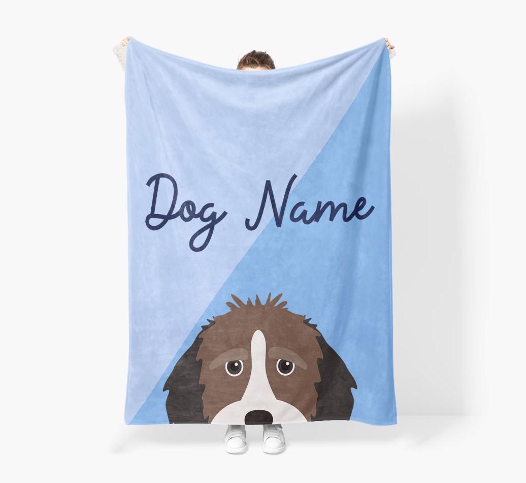 Peeking Name: Personalized {breedFullName} Premium Sherpa Fleece Blanket