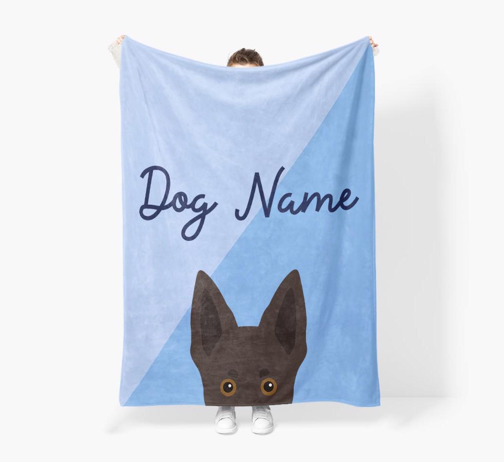 Peeking Name: Personalized {breedFullName} Premium Sherpa Fleece Blanket