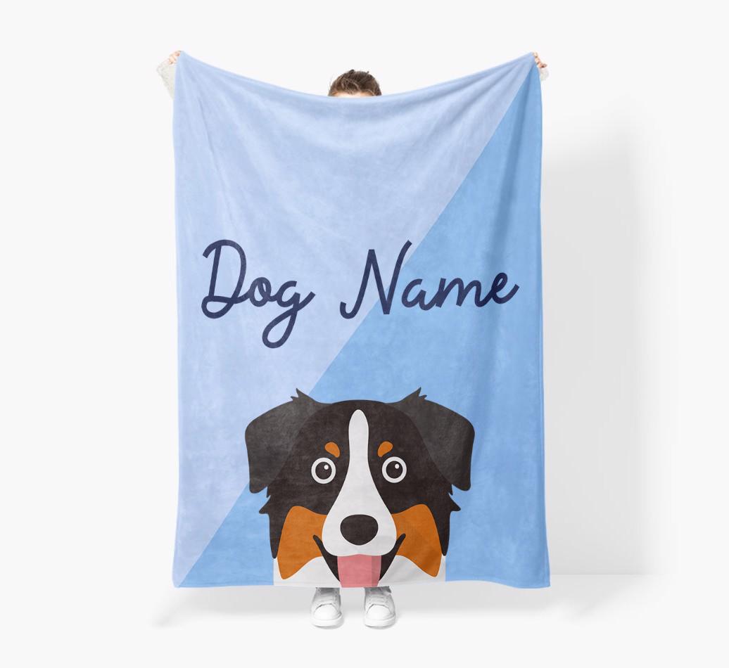 Peeking Name: Personalized {breedFullName} Premium Sherpa Fleece Blanket