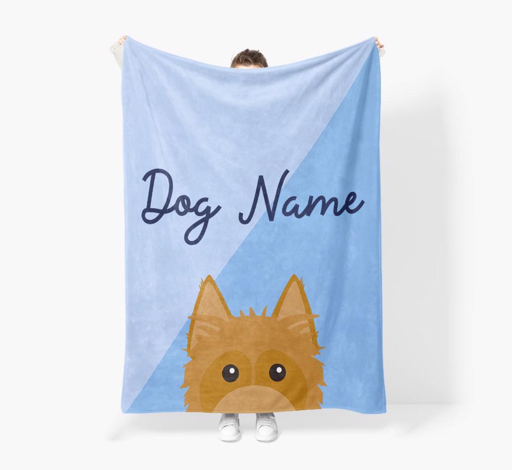 Peeking Name: Personalized {breedFullName} Premium Sherpa Fleece Blanket