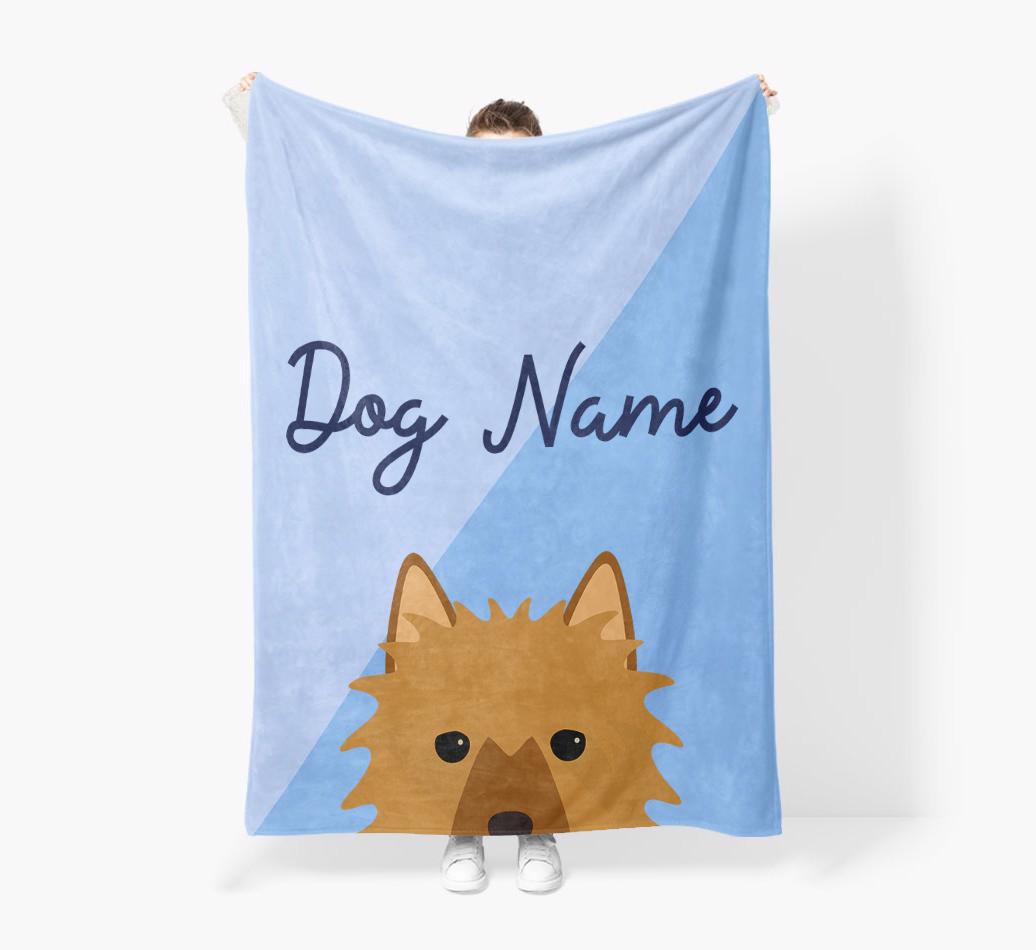 Peeking Name: Personalized {breedFullName} Premium Sherpa Fleece Blanket