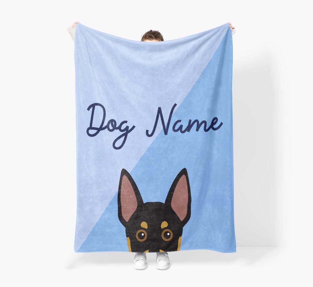 Peeking Name: Personalized {breedFullName} Premium Sherpa Fleece Blanket