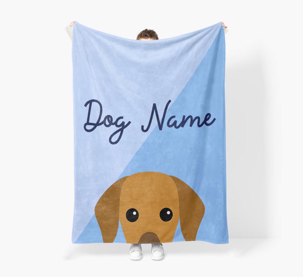 Peeking Name: Personalized {breedFullName} Premium Sherpa Fleece Blanket