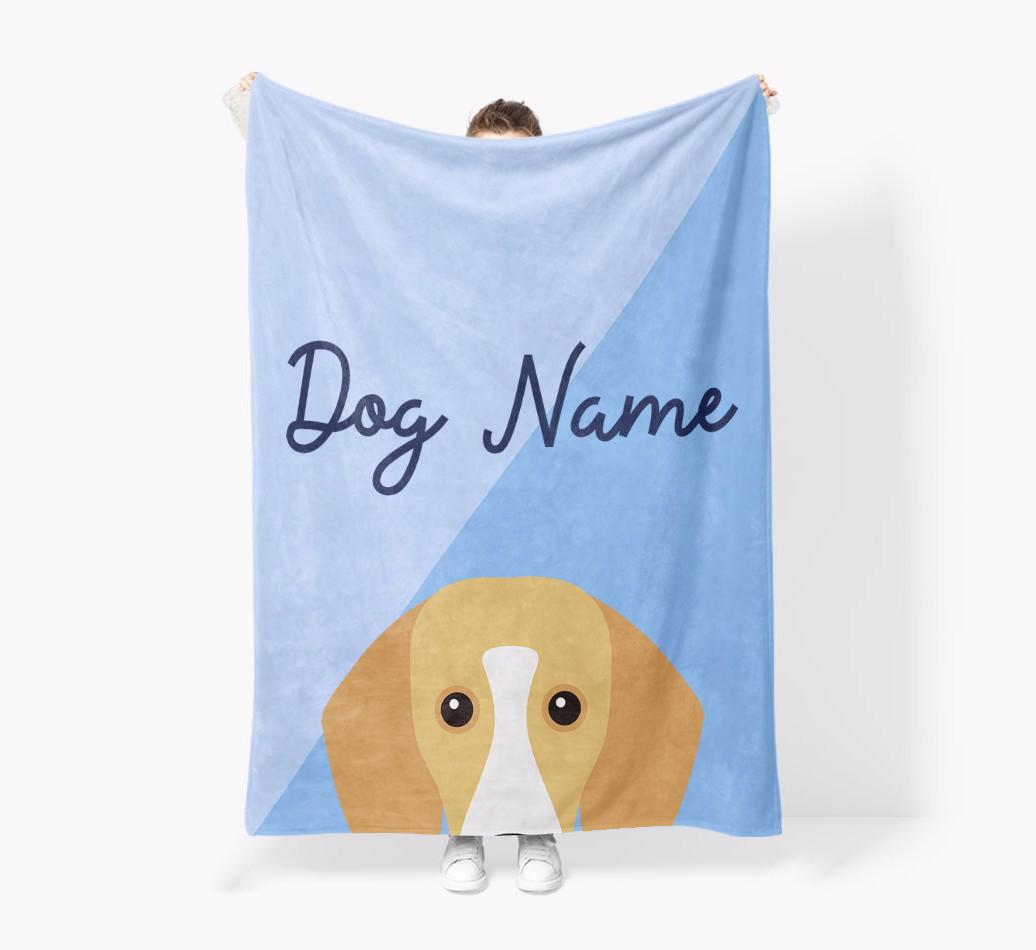 Peeking Name: Personalized {breedFullName} Premium Sherpa Fleece Blanket
