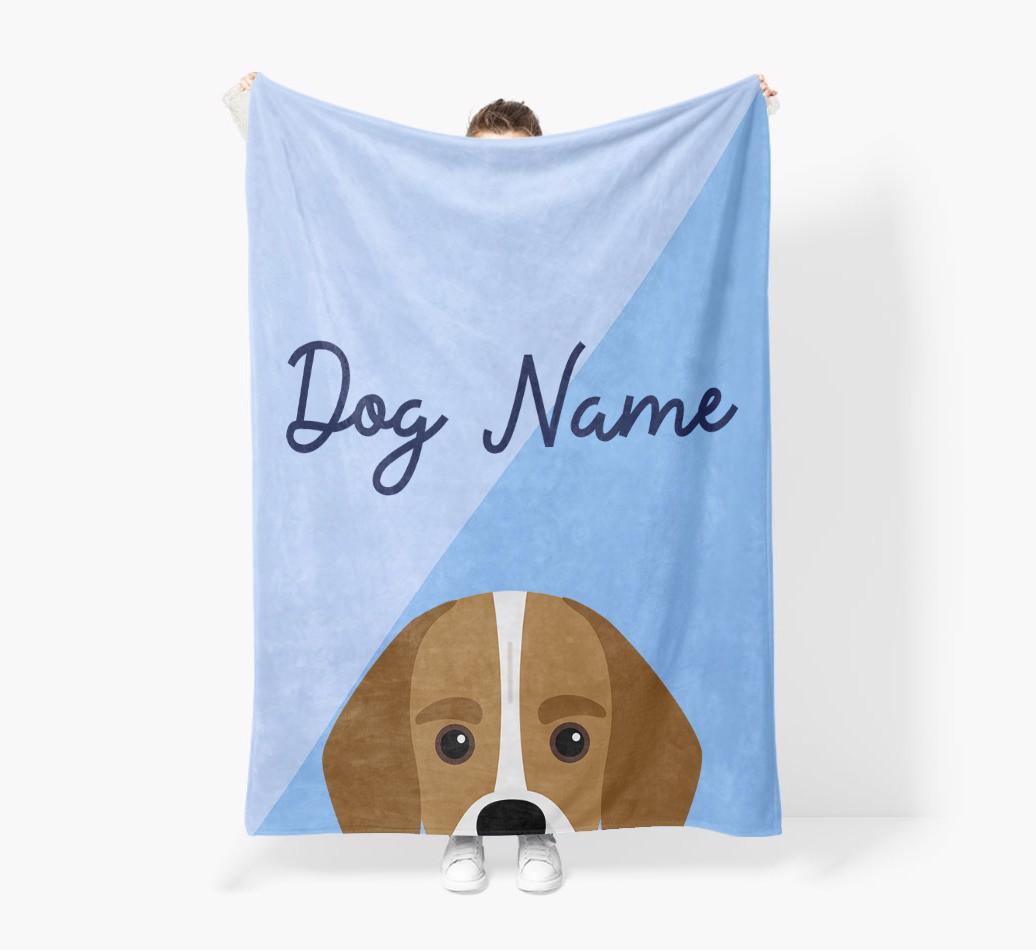 Peeking Name: Personalized {breedFullName} Premium Sherpa Fleece Blanket