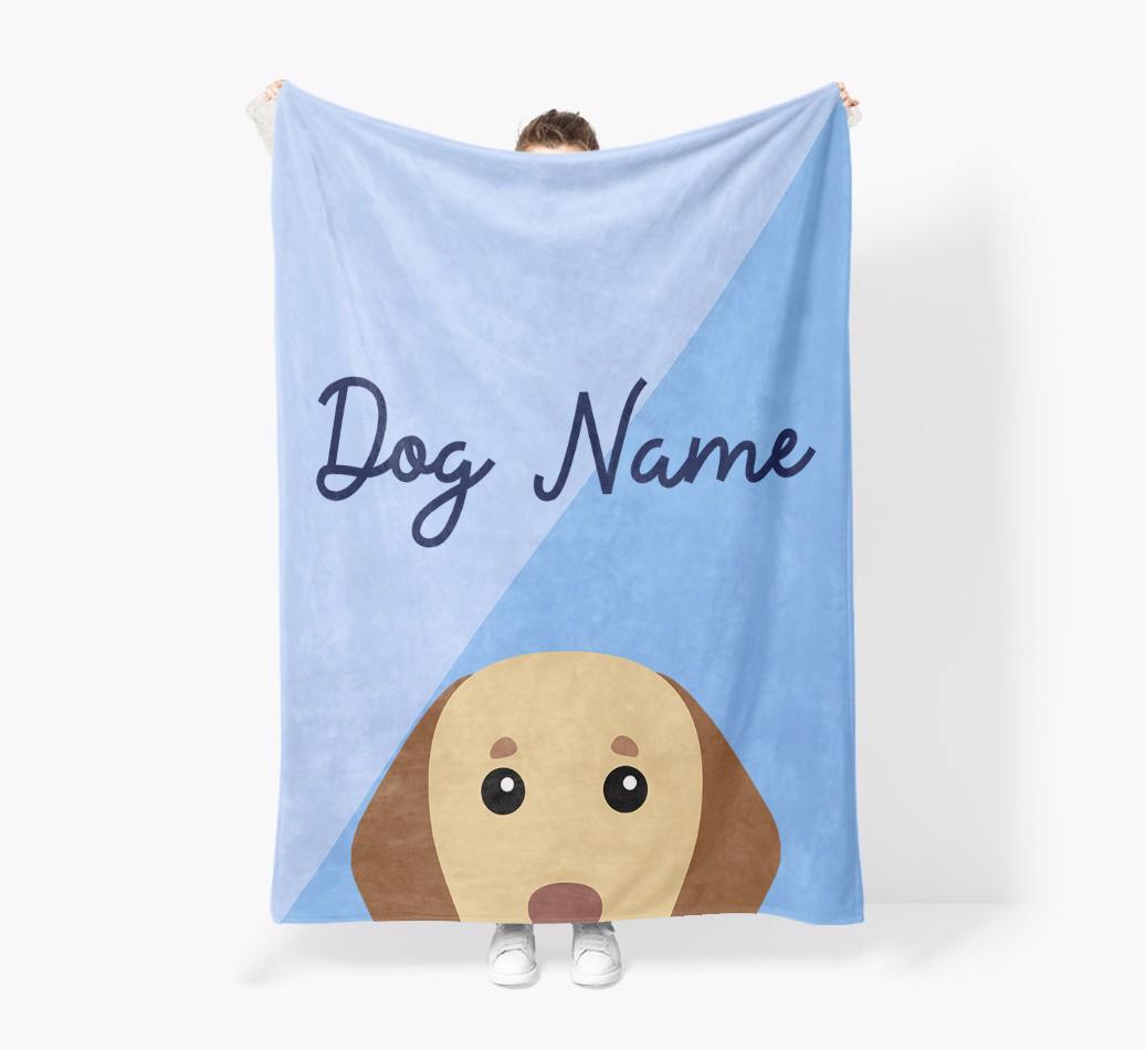 Peeking Name: Personalized {breedFullName} Premium Sherpa Fleece Blanket