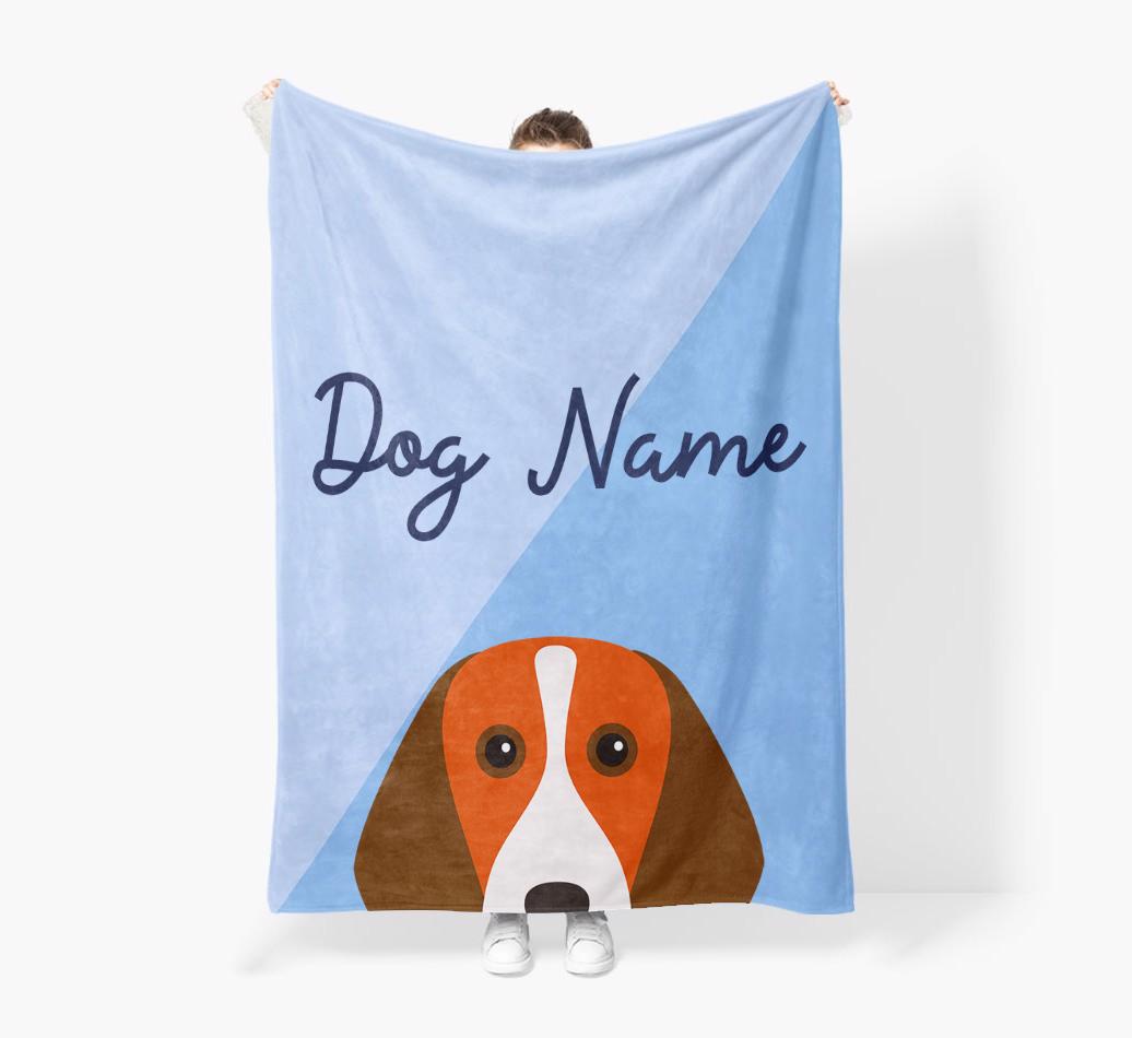 Peeking Name: Personalized {breedFullName} Premium Sherpa Fleece Blanket