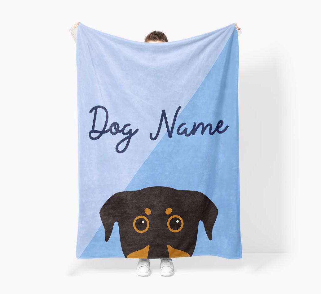 Peeking Name: Personalized {breedFullName} Premium Sherpa Fleece Blanket