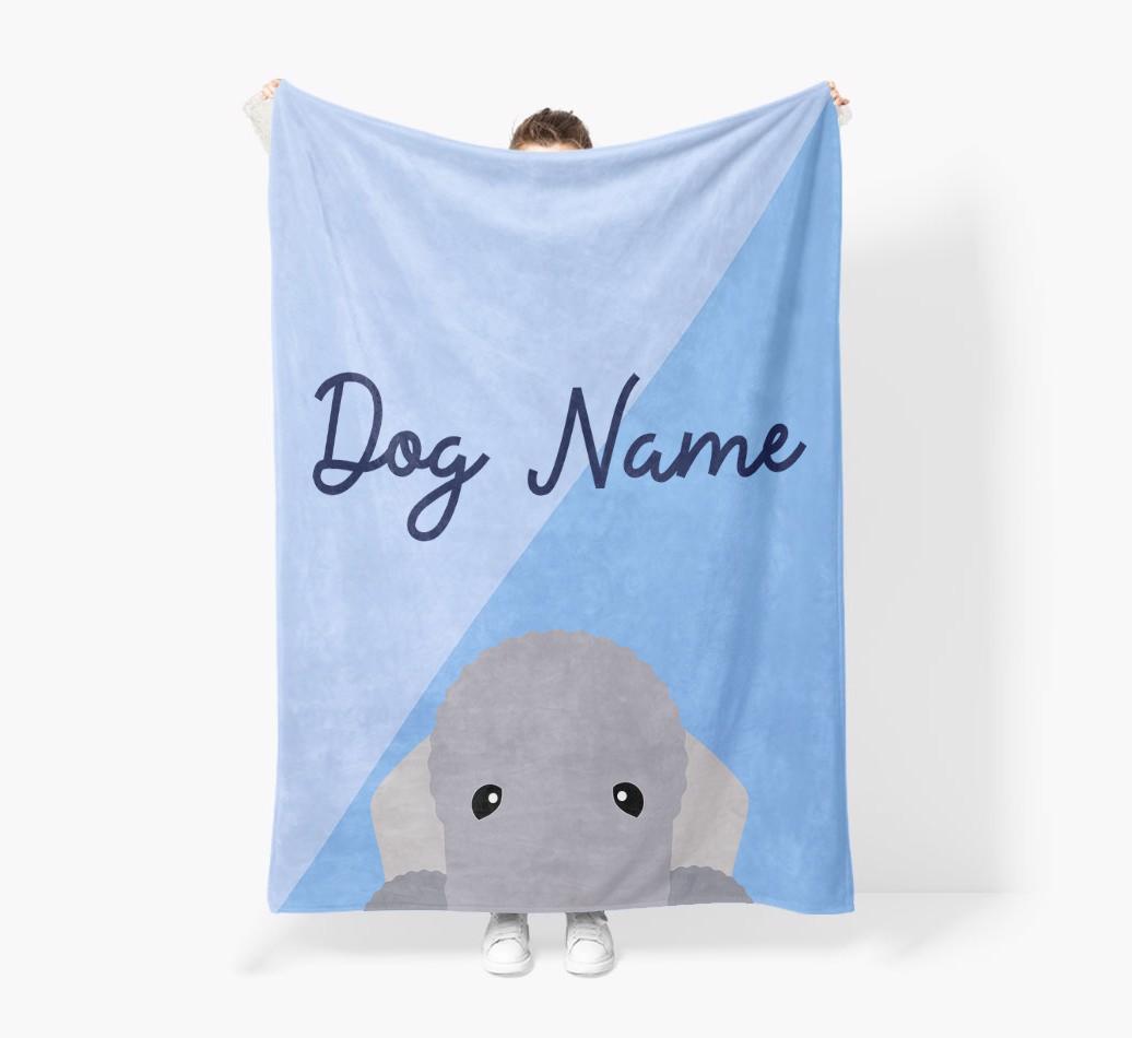 Peeking Name: Personalized {breedFullName} Premium Sherpa Fleece Blanket