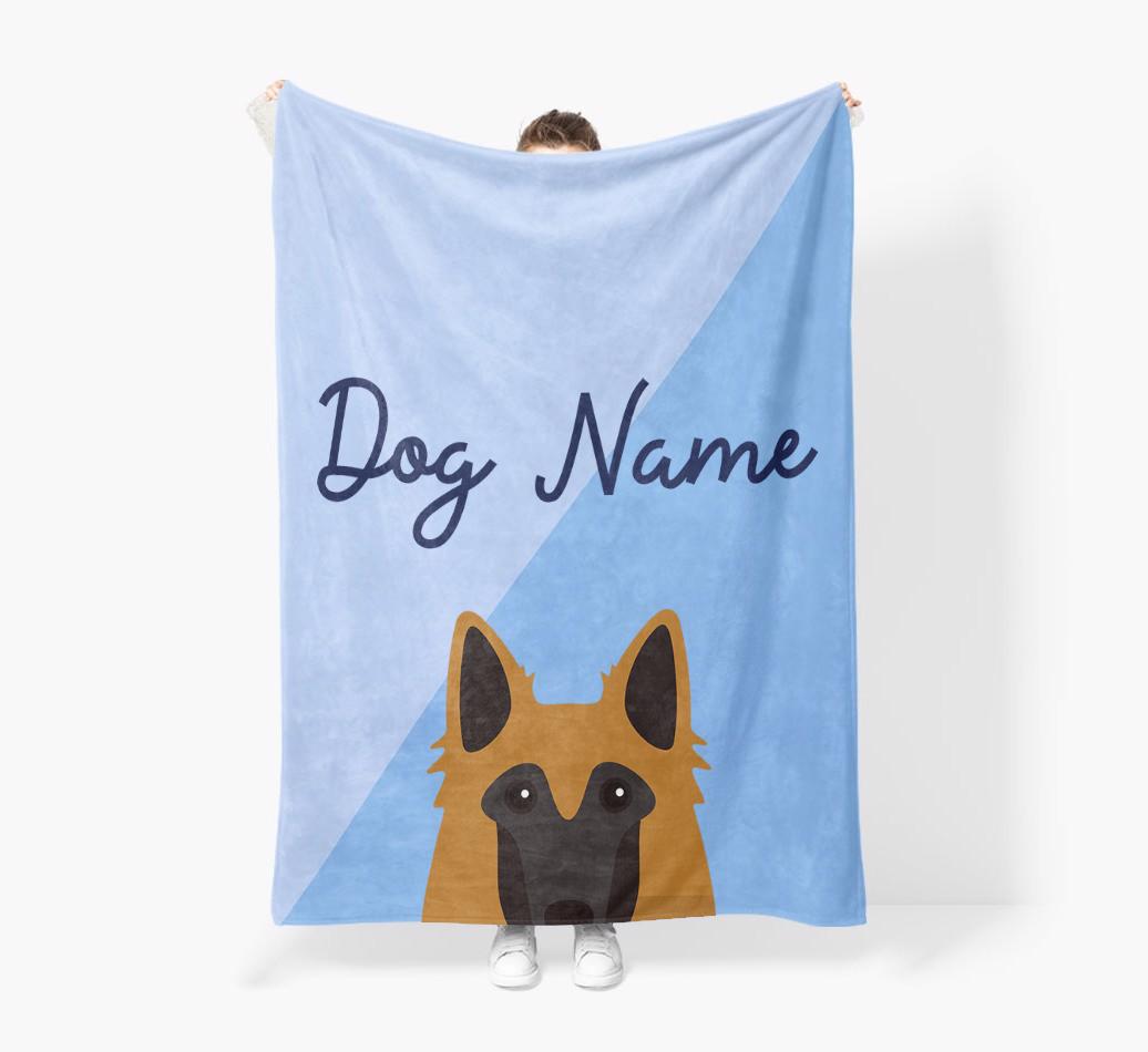 Peeking Name: Personalized {breedFullName} Premium Sherpa Fleece Blanket