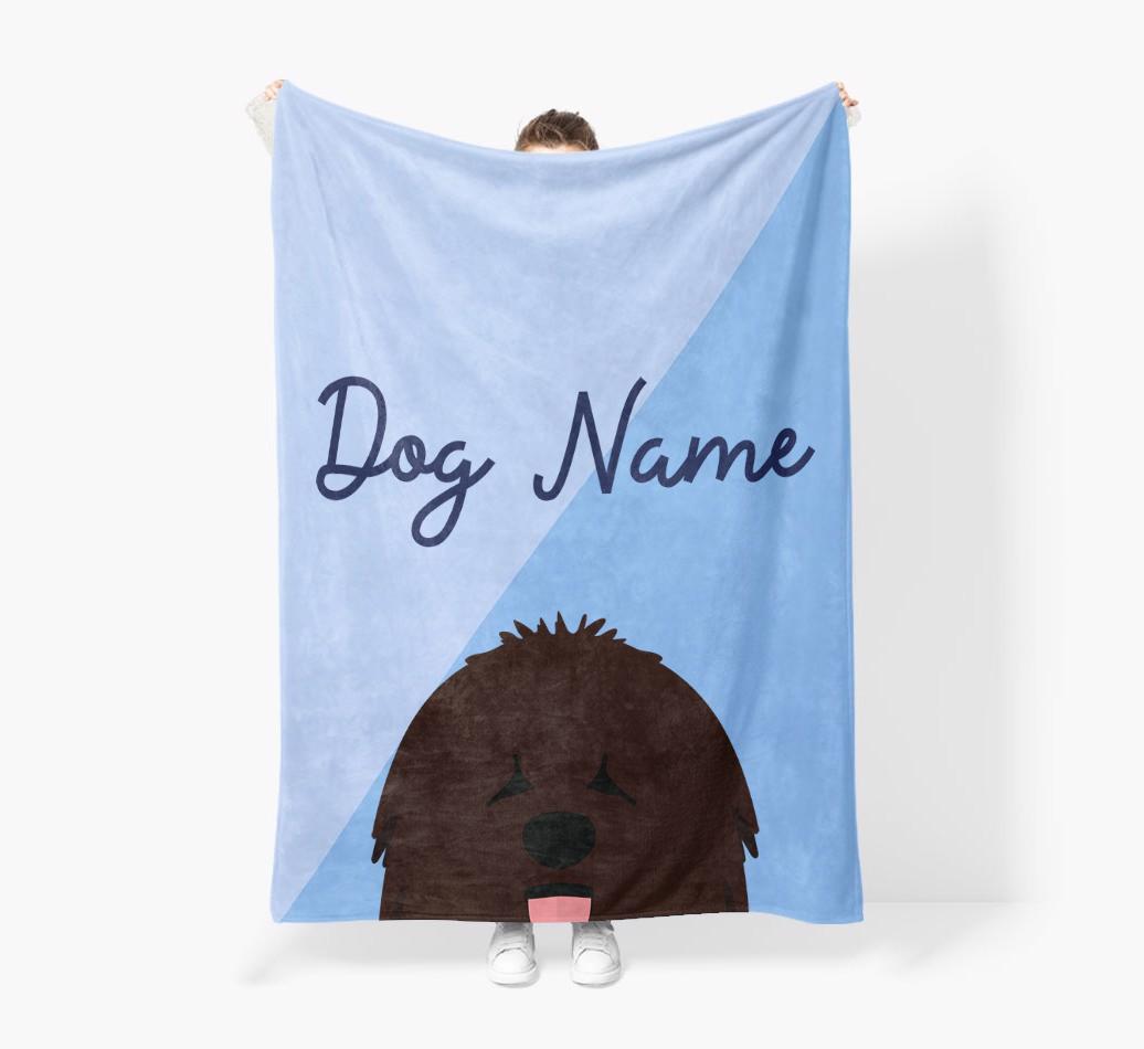Peeking Name: Personalized {breedFullName} Premium Sherpa Fleece Blanket