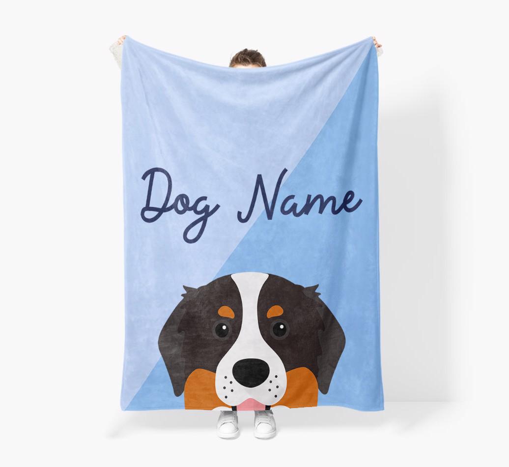 Peeking Name: Personalized {breedFullName} Premium Sherpa Fleece Blanket