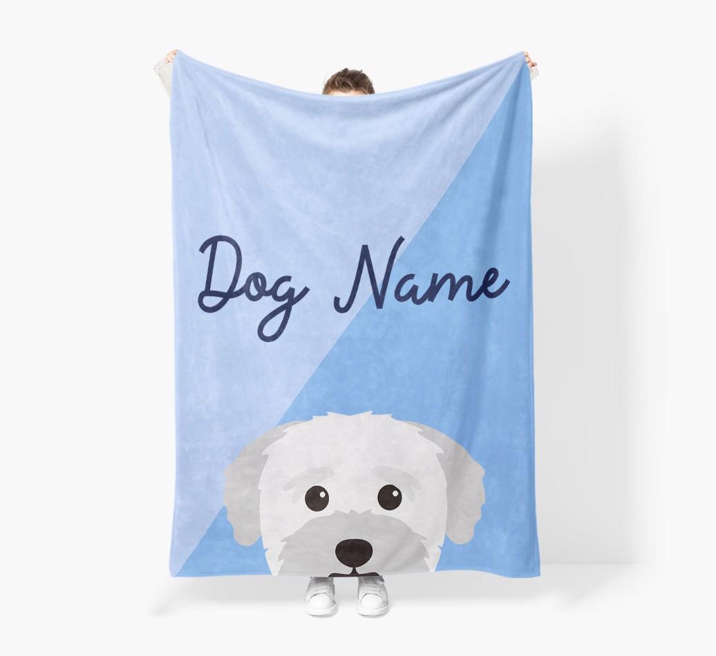 Peeking Name: Personalized {breedFullName} Premium Sherpa Fleece Blanket