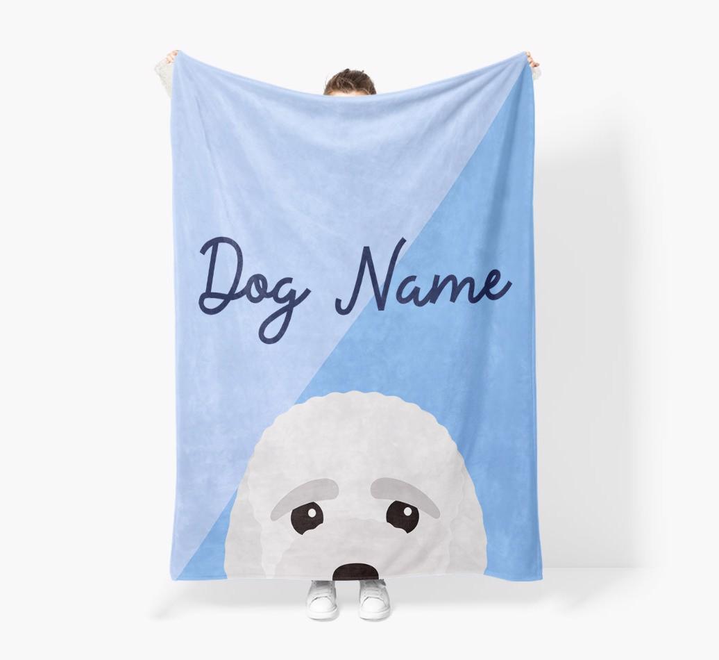 Peeking Name: Personalized {breedFullName} Premium Sherpa Fleece Blanket