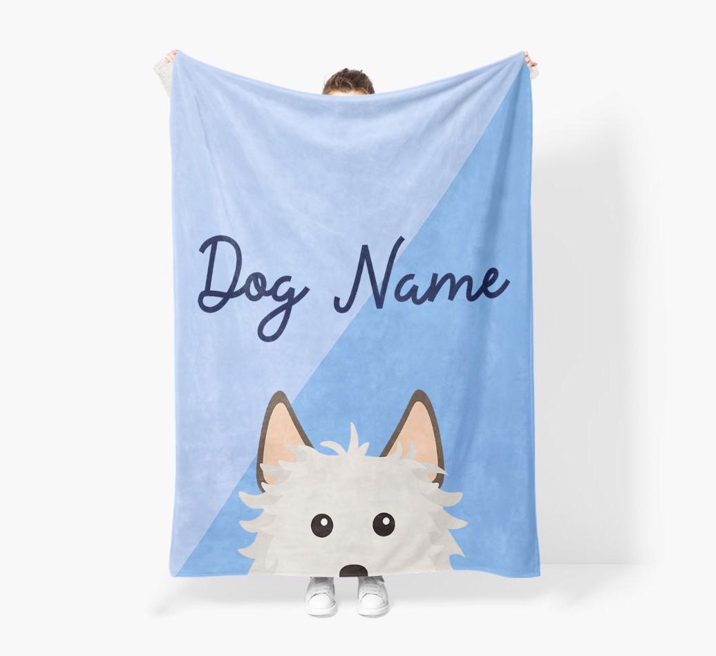 Peeking Name: Personalized {breedFullName} Premium Sherpa Fleece Blanket