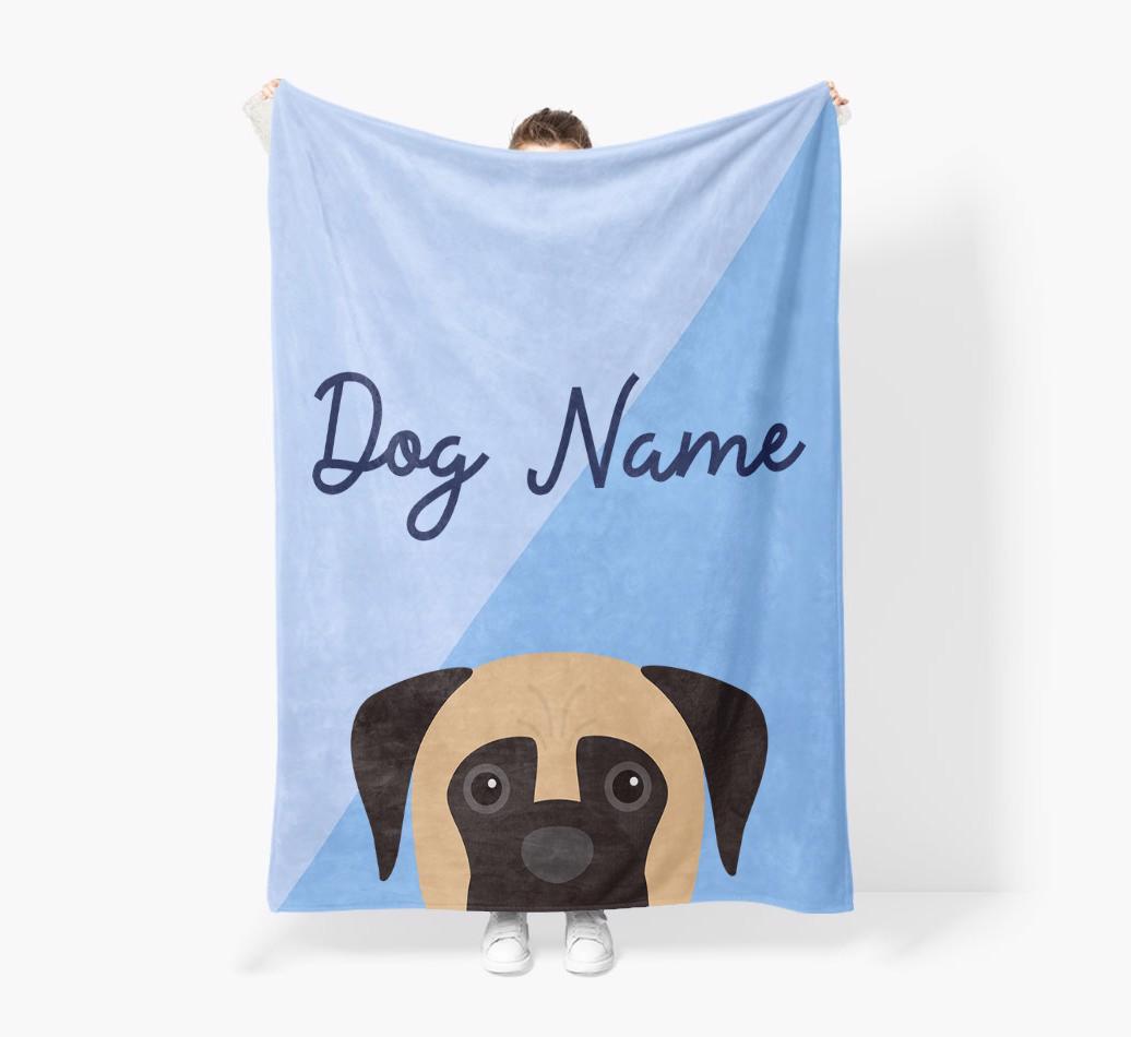 Peeking Name: Personalized {breedFullName} Premium Sherpa Fleece Blanket